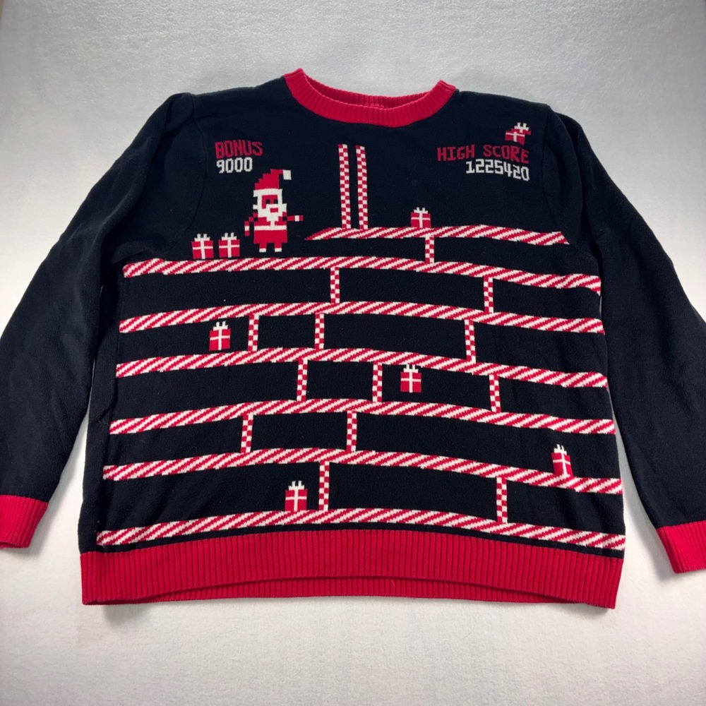 Alex Stevens Ugly Christmas Sweater XL 8-bit Gamer Retro Arcade Santa Cotton